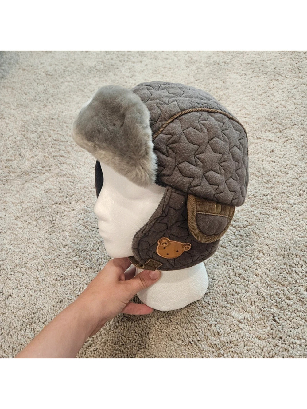 Adult Brown Bear Trapper Hat Faux Fur Ear Flap Winter Aviator Hat